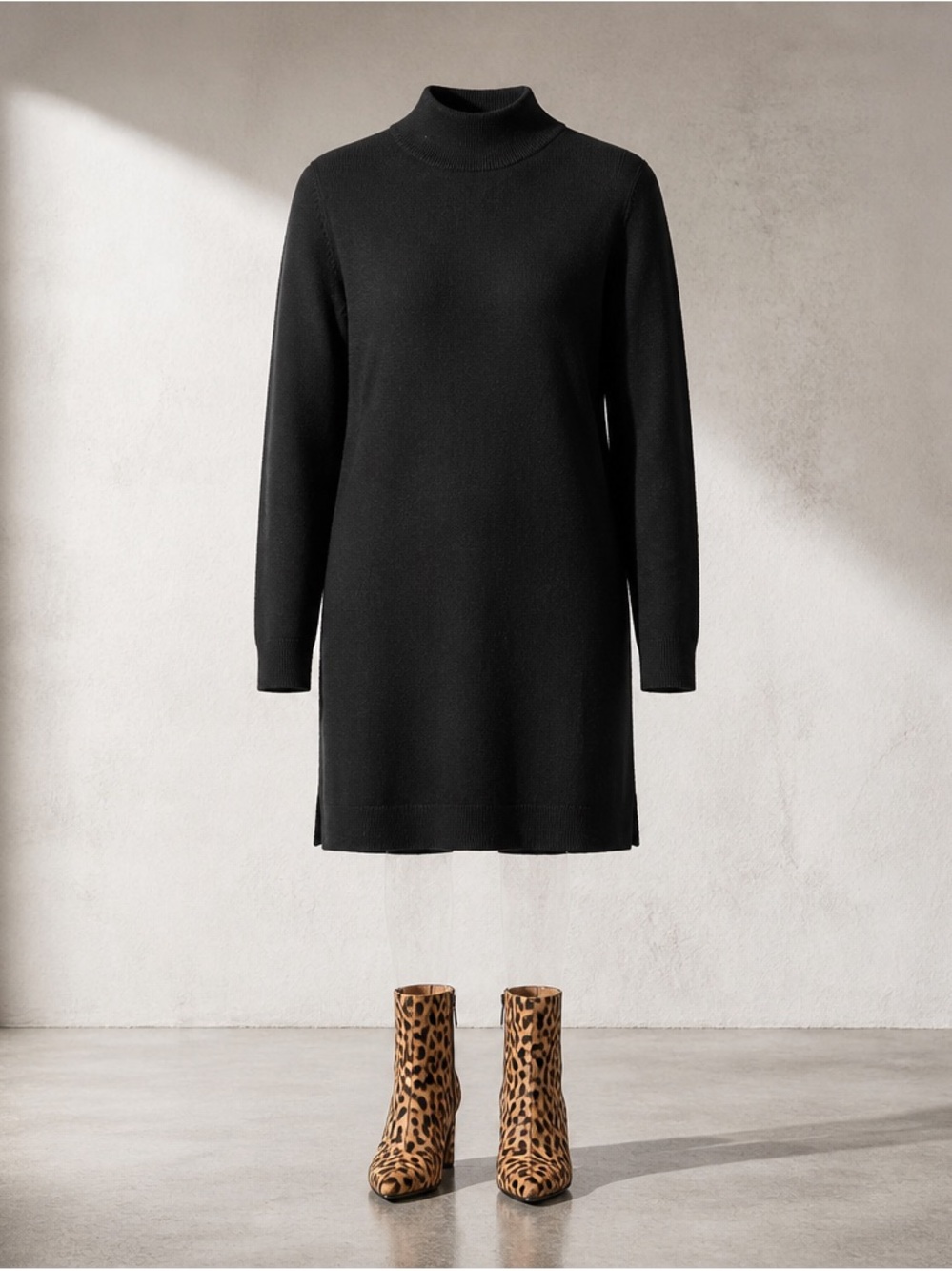 Lovers + Friends Black Turtleneck Sweater Dress
